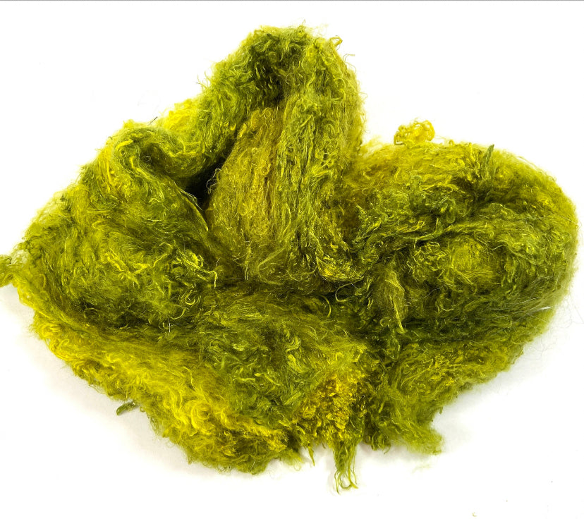 Silk Laps, Ripe Olive, mulberry silk, nuno, wet felting, spinning fiber, art yarn, handspinning, felting fiber, corespinning 0605-04
