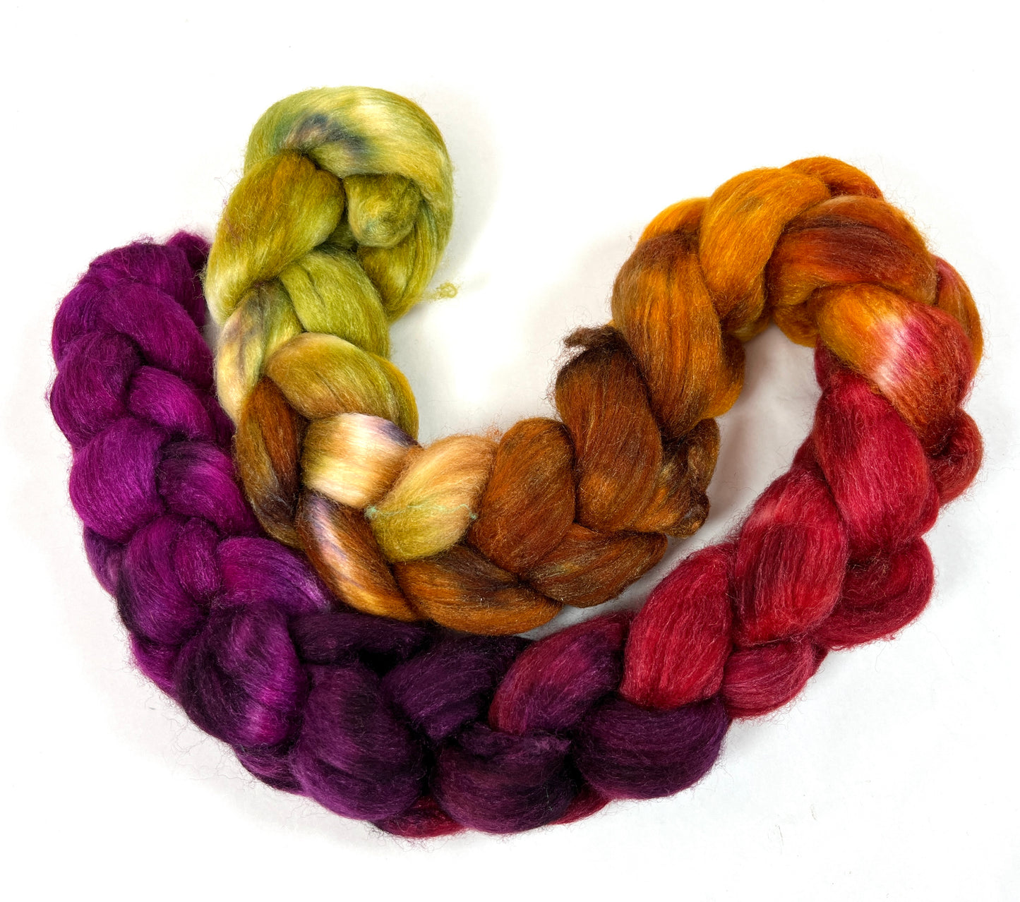 Curried Beets Long Gradient - 4 oz 85/15 Polwarth and silk combed top, roving, spinning fiber, handspinning, felting, needle felting, weaving supplies