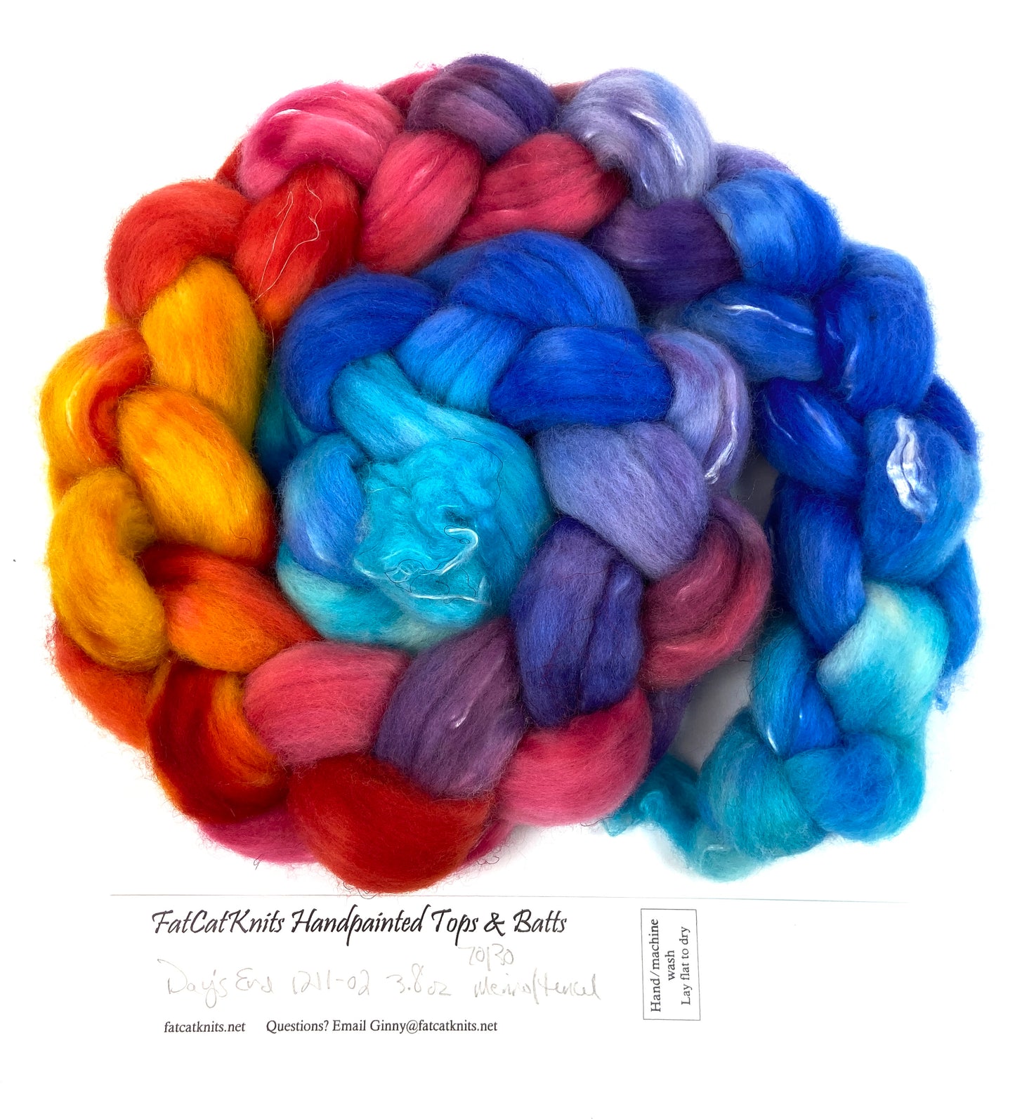 Day's End 1211-02 Merino and tencel combed top, roving, spinning fiber, handspinning, felting, needle felting, weaving supplies