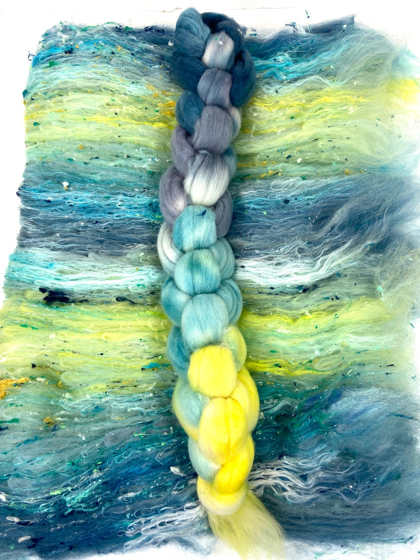 Marisol Batt/top Combo 1123-02, 4.2 oz, Polwarth wool, silk, bamboo, spinning fiber, felting wool, weaving fiber
