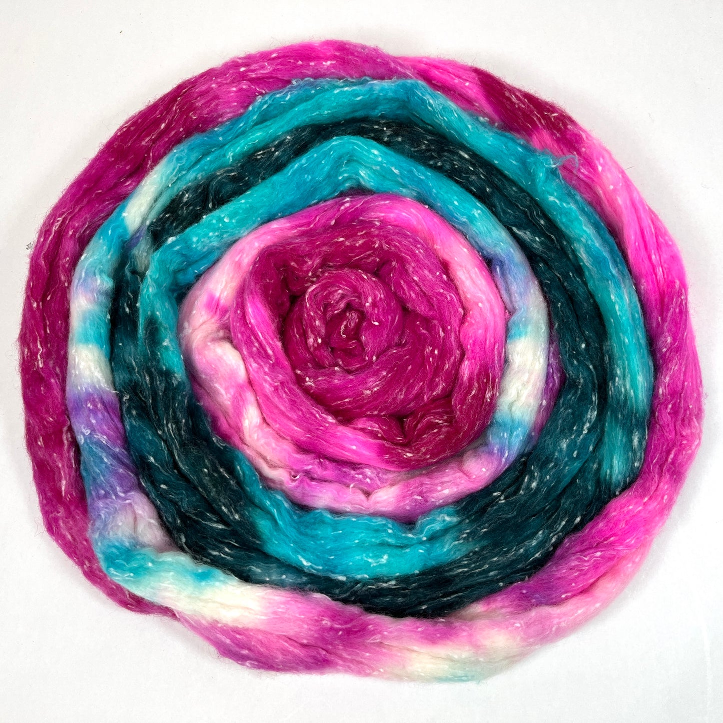 Bijou MG - 4 oz 80/20 South American wool/rayon nepps combed top, roving, spinning fiber, handspinning, felting, needle felting, weaving supplies