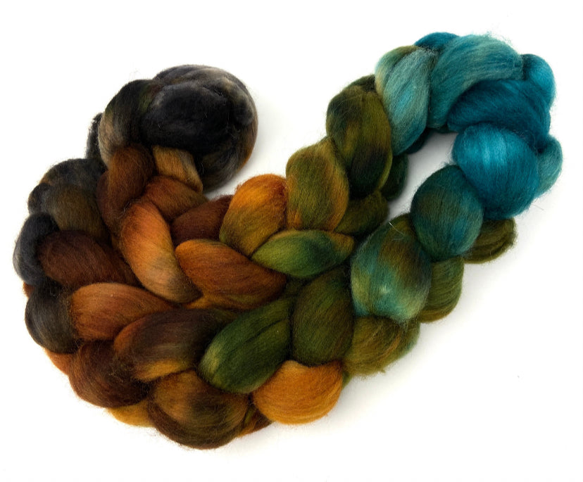 Keepsake MG - 4 oz hand painted wool combed top, roving, spinning fiber, handspinning, felting