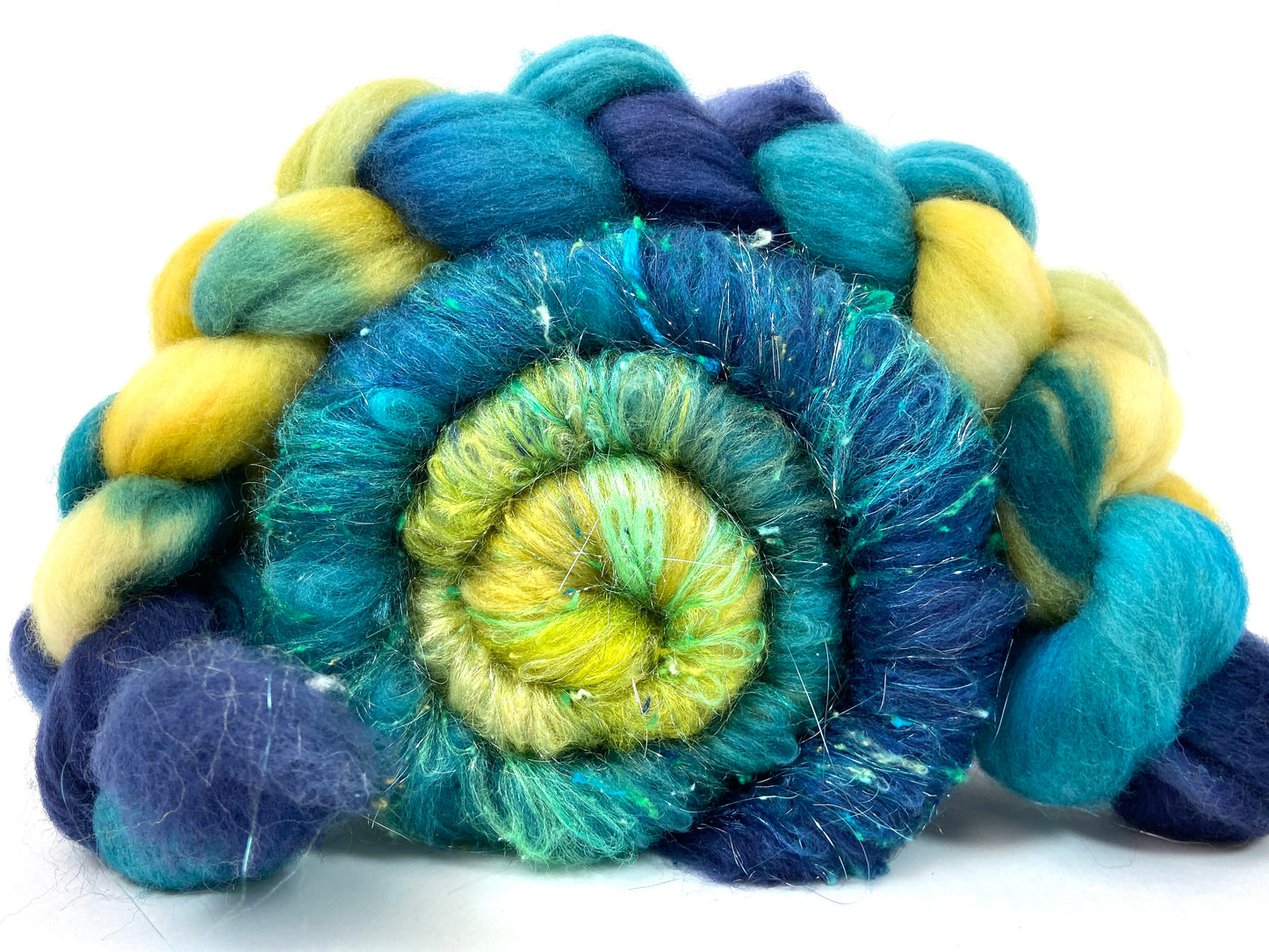 Oceanus Batt/top Combo 1123-03, 4.4 oz, Polwarth wool, silk, bamboo, spinning fiber, felting wool, weaving fiber