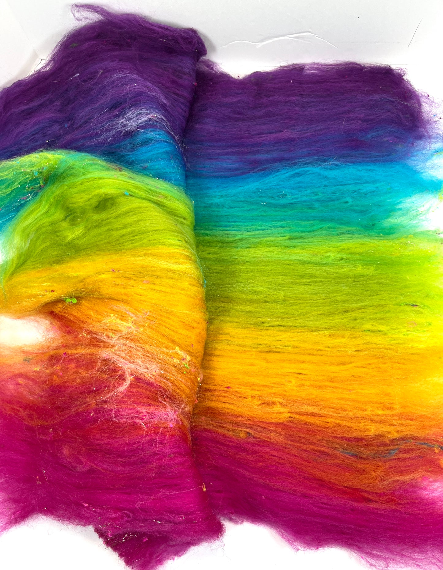 Plumeria Gradient Batt 0728-03 - 2.5 oz Falkland Merino wool, silk, noils, spinning fiber, handspinning, nuno, felting wool, weaving, spindle