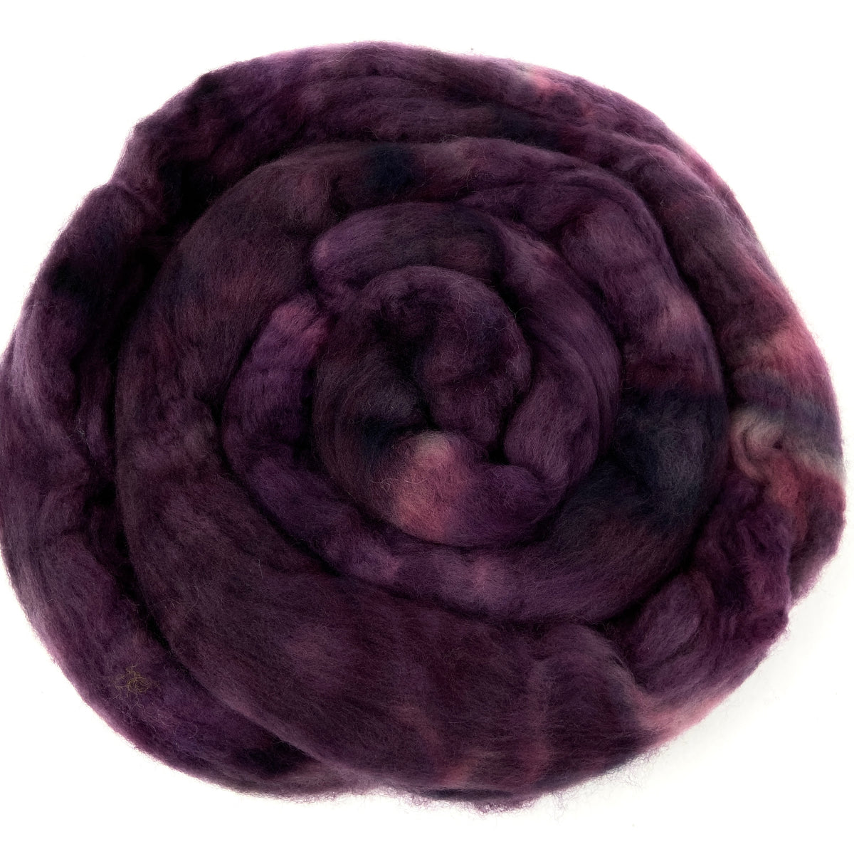 Plum - 2 oz hand dyed semisolid wool combed top