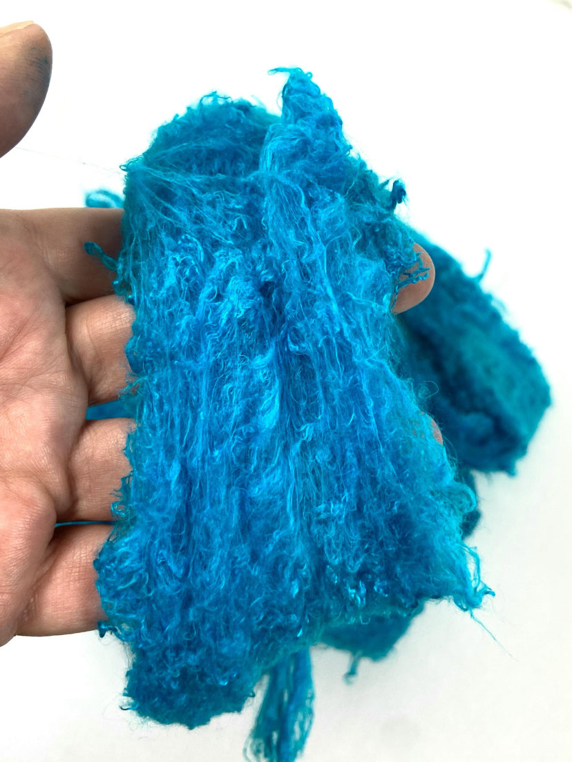 Silk Laps, Turquoise , 1014-07, mulberry silk, nuno, wet felting, spinning fiber, art yarn, handspinning, felting fiber, corespinning