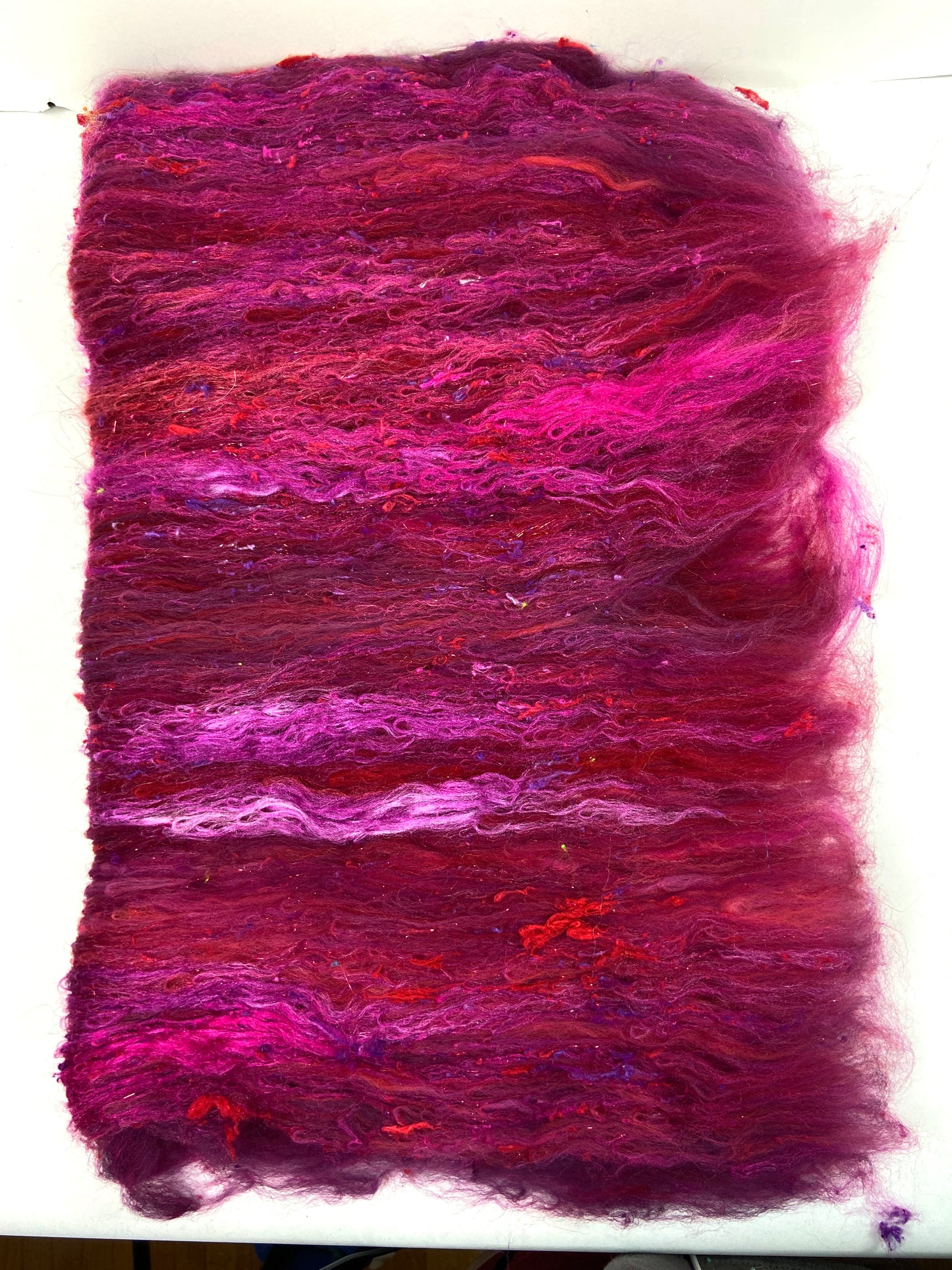 Beets Batt 1012-04 - 2.8 oz Targhee wool, silk, noils, spinning fiber, drumcarded, handspinning, nuno, felting wool, weaving