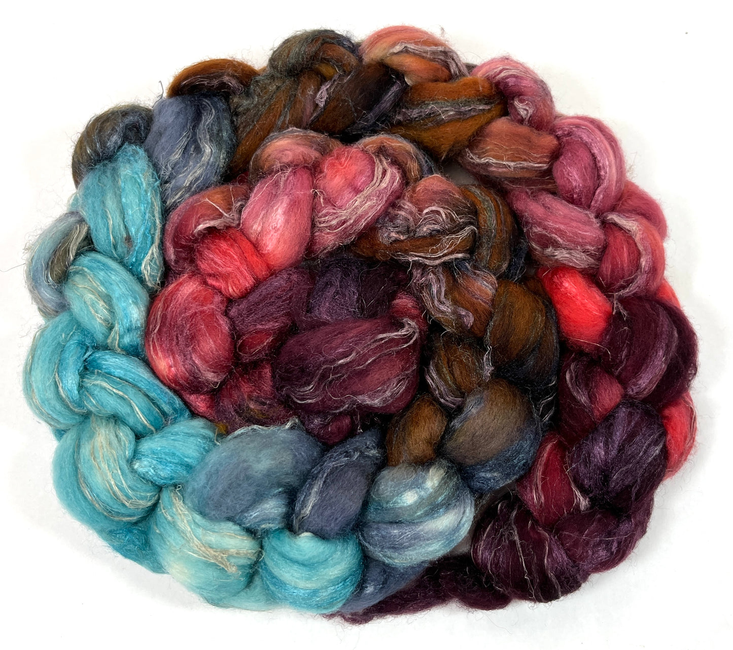 Plaid Flannel MG - 4 oz Merino, silk, flax combed top, roving, spinning fiber, handspinning, felting, needle felting, weaving supplies