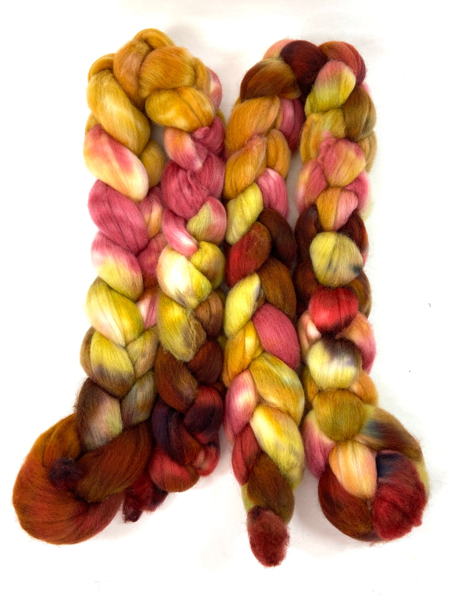 Old Rose MG - 4 oz hand painted wool combed top, roving, spinning fiber, handspinning, felting