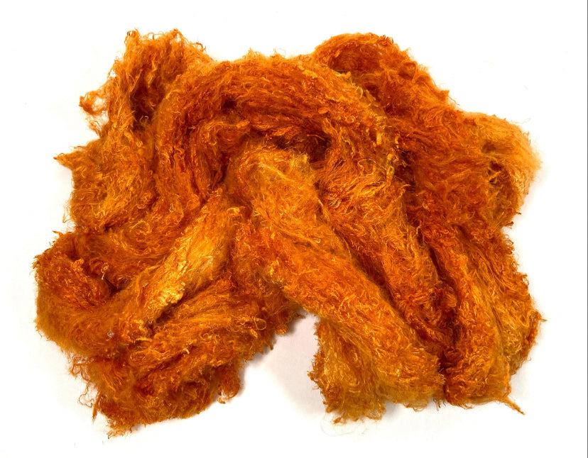 Silk Laps, Orange, 1014-02, mulberry silk, nuno, wet felting, spinning fiber, art yarn, handspinning, felting fiber, corespinn