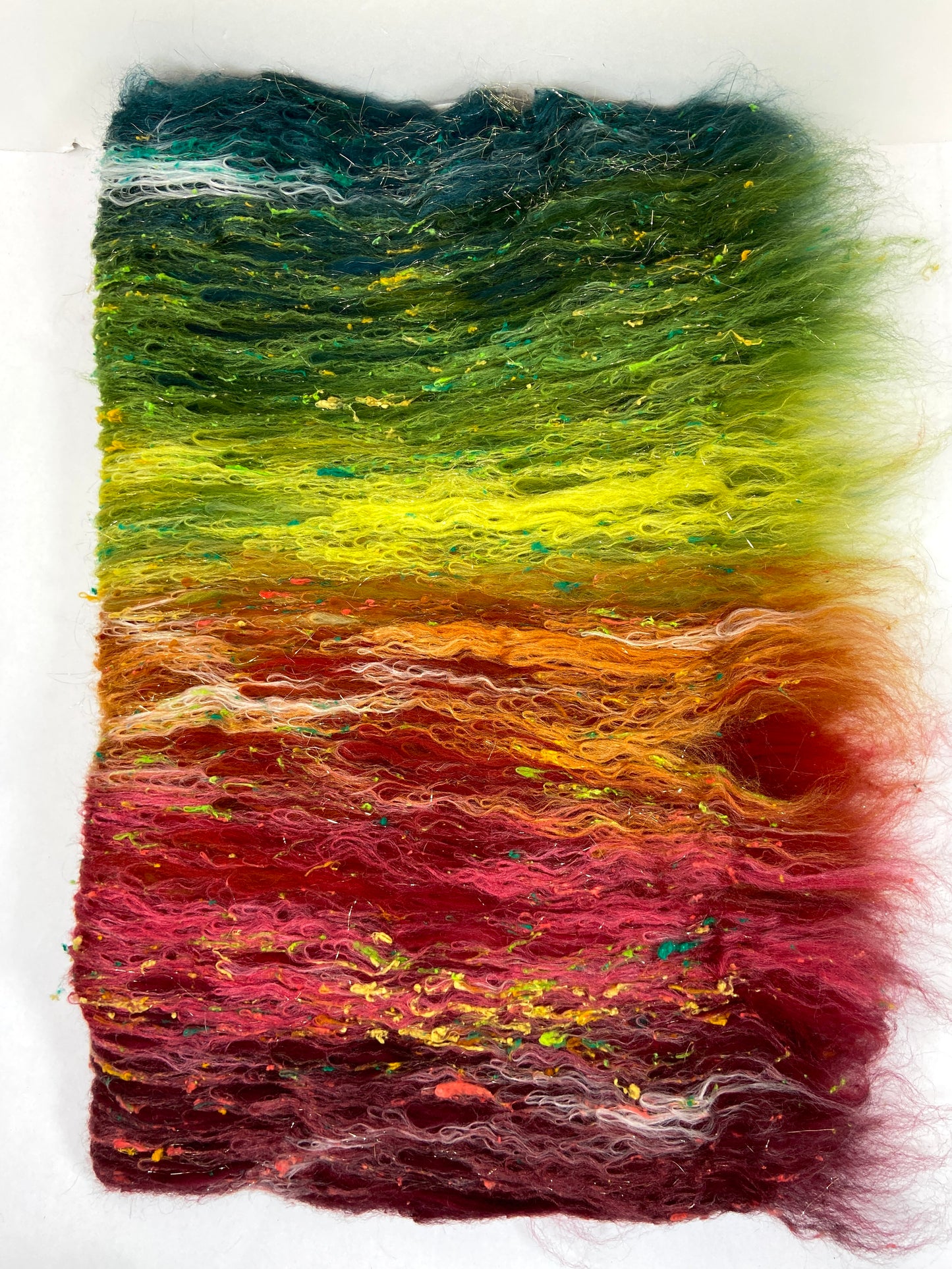 Cornucopia Batt 1122-02 - 2.6 oz Corriedale wool, silk, noils, spinning fiber, handspinning, nuno, felting wool, weaving, spindle