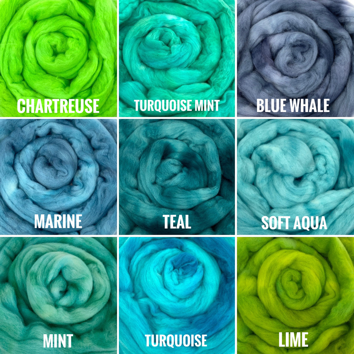 Water Sprite - 4 oz hand painted wool combed top, roving, spinning fiber, handspinning, felting