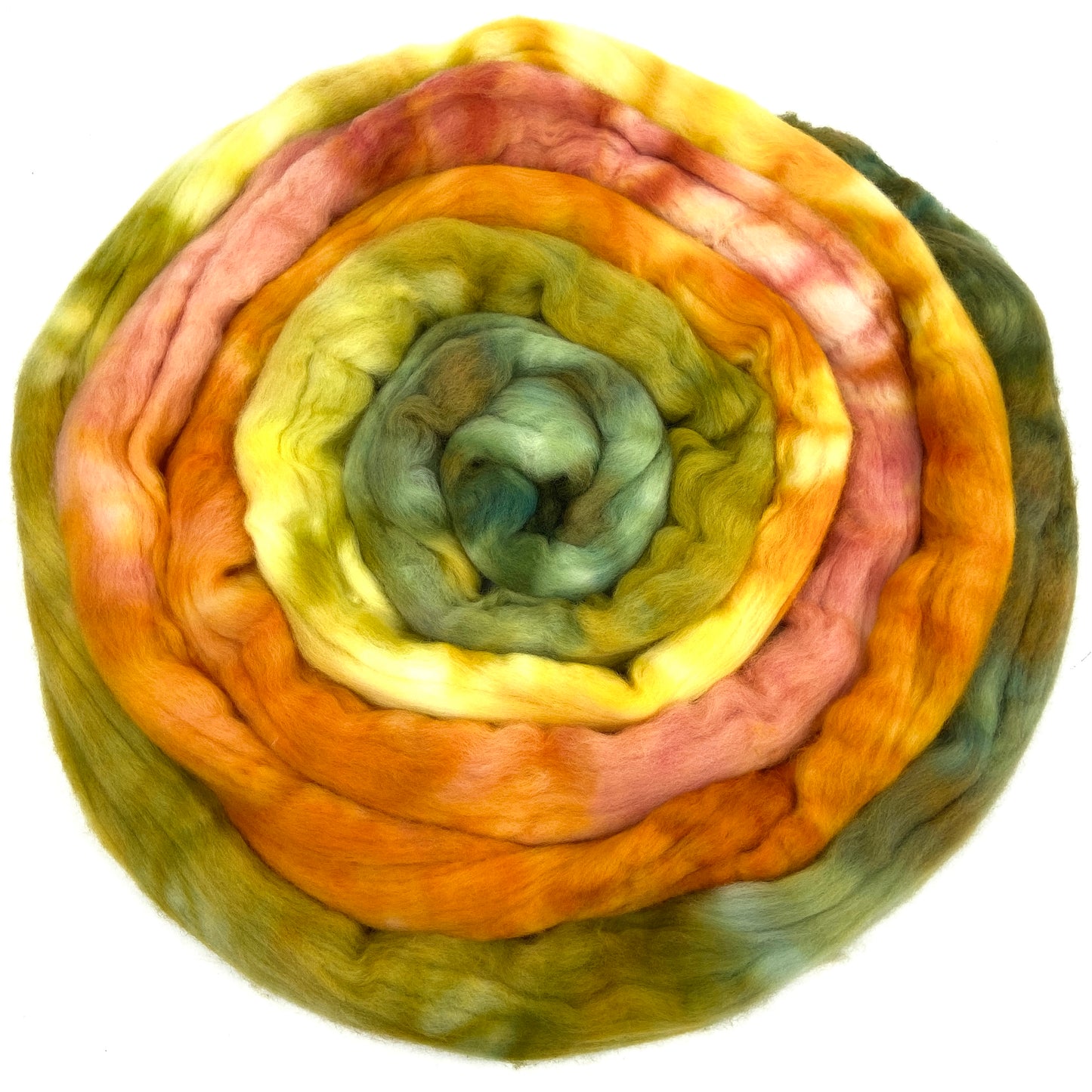 Nasturtiums MG - 4 oz hand painted wool combed top, roving, spinning fiber, handspinning, felting