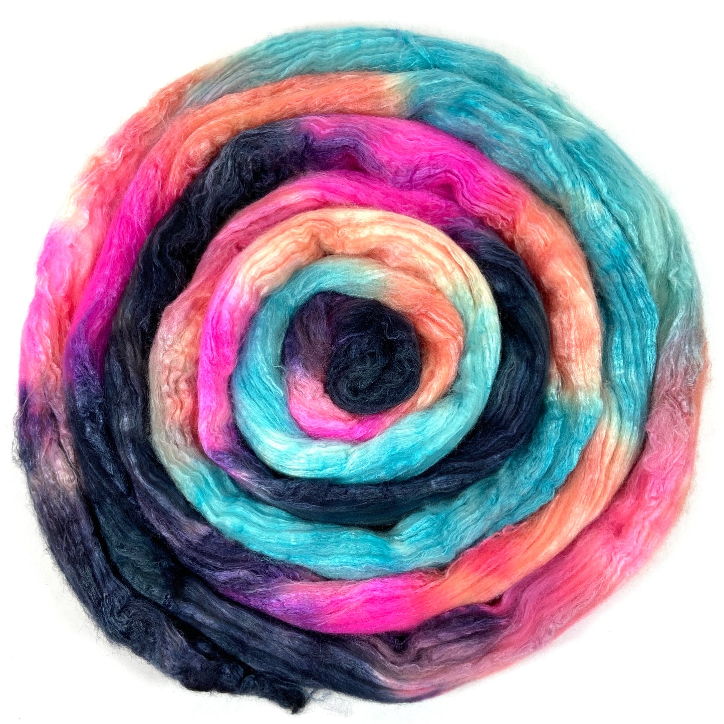 Flamingo SC 4 oz 60/40 Polwarth/silk combed top, roving, spinning fiber, handspinning, felting, needle felting, weaving supplies, wool
