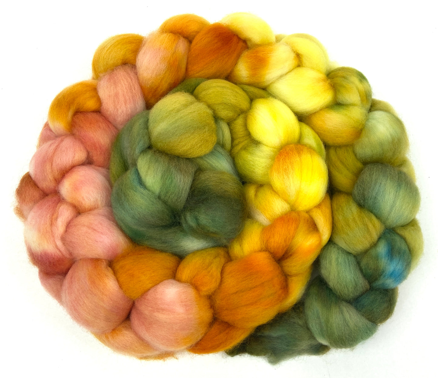 Nasturtiums MG - 4 oz hand painted wool combed top, roving, spinning fiber, handspinning, felting
