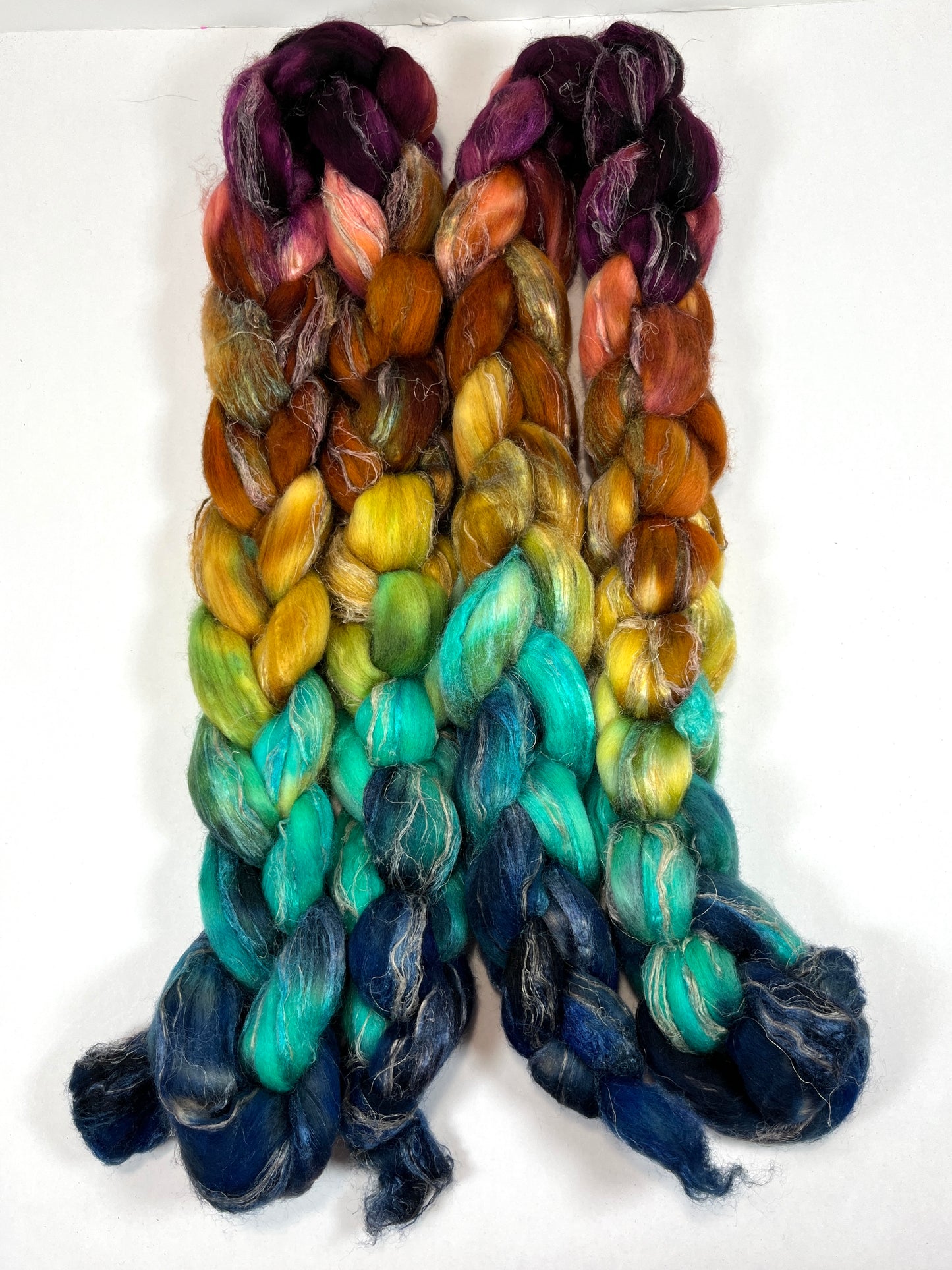 Reverie MG - 4 oz Merino, silk, flax combed top, roving, spinning fiber, handspinning, felting, needle felting, weaving supplies
