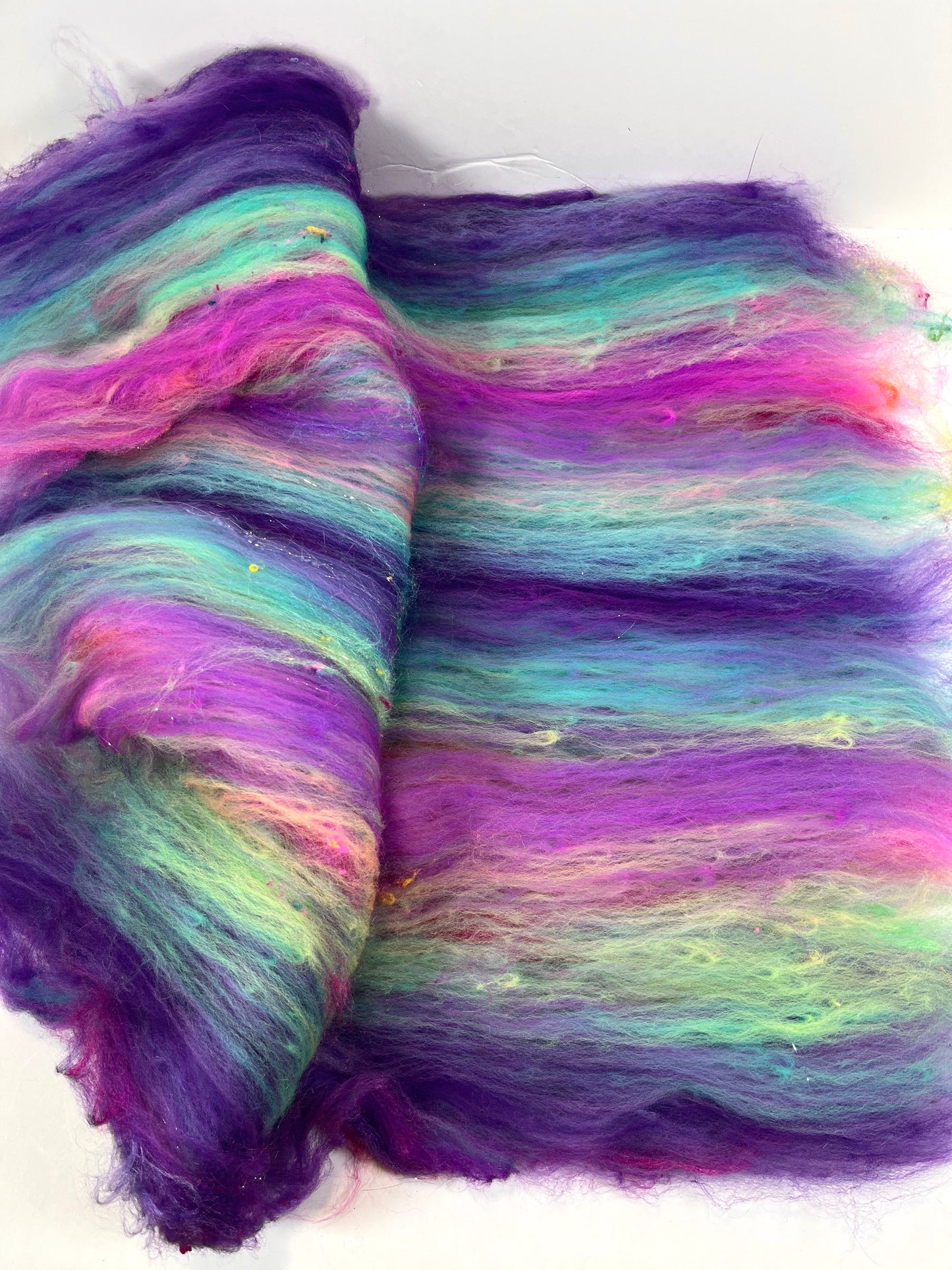 Disco Fever Repeating Colors Batt 0711-02 - 2.8 oz Polwarth wool, silk, noils, spinning fiber, handspinning, nuno, felting wool, weaving, spindle