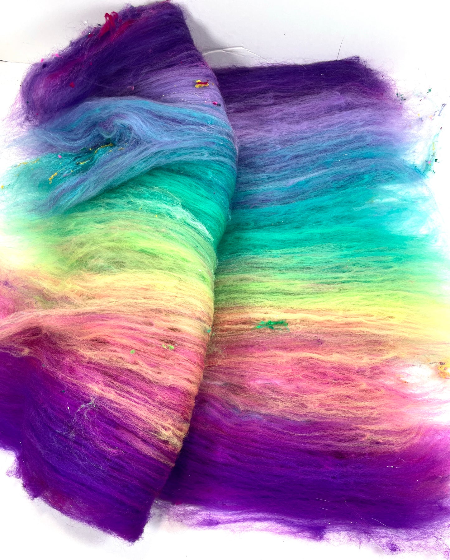 Disco Fever Gradient Batt 0711-03 - 2.5 oz Polwarth wool, silk, noils, spinning fiber, handspinning, nuno, felting wool, weaving, spindle