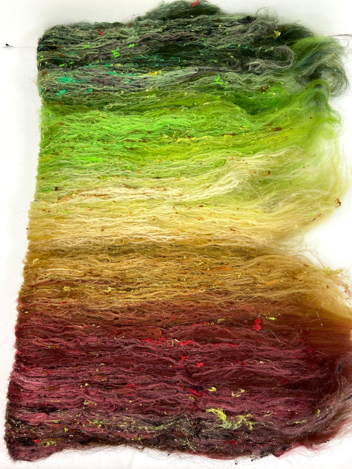 Arboreal Gradient Batt 1006-04 - 2.6 oz Corriedale wool, silk, noils, sparkle