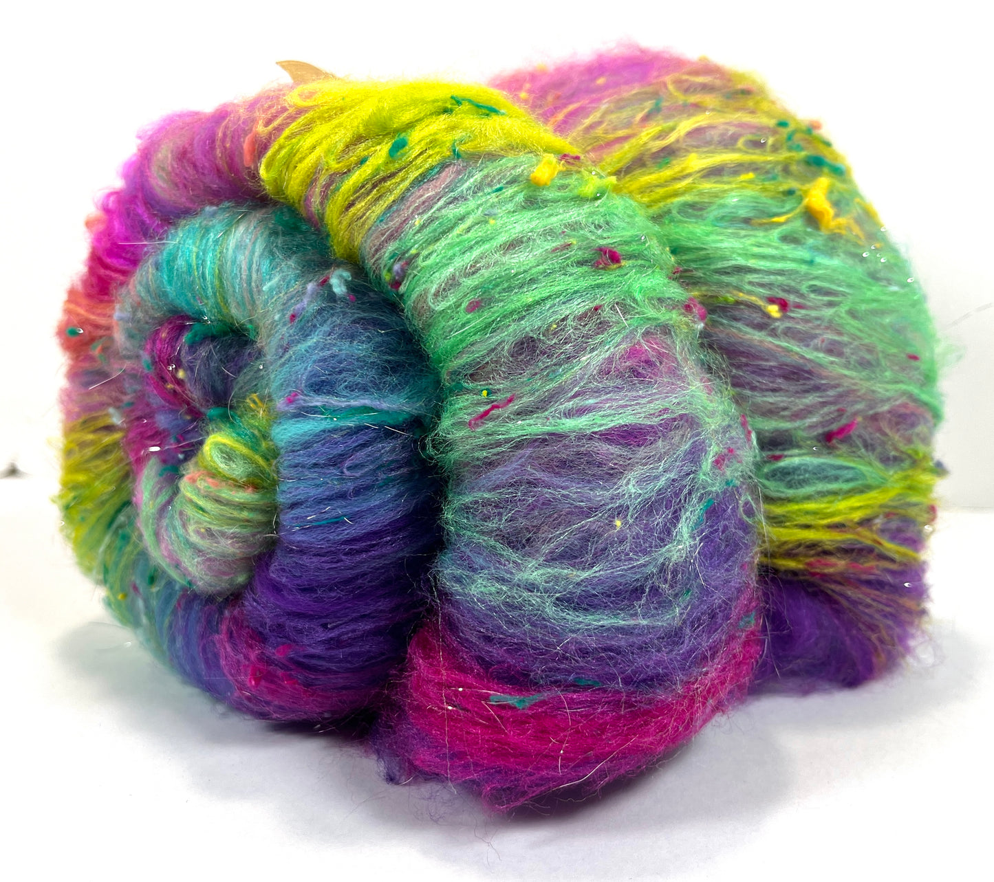 Disco Fever Repeating Colors Batt 0711-02 - 2.8 oz Polwarth wool, silk, noils, spinning fiber, handspinning, nuno, felting wool, weaving, spindle