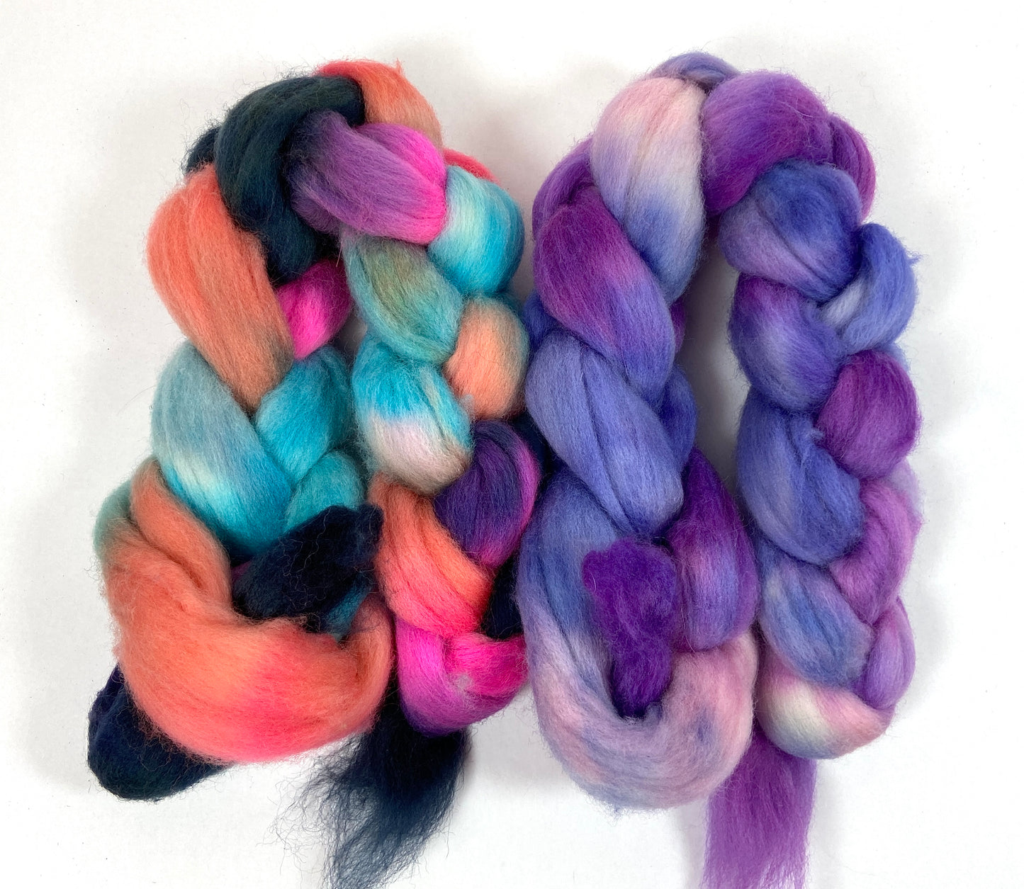 Flamingo and Charlotte combo - 4 oz total, Polwarth wool combed top, roving, spinning fiber, handspinning, felting