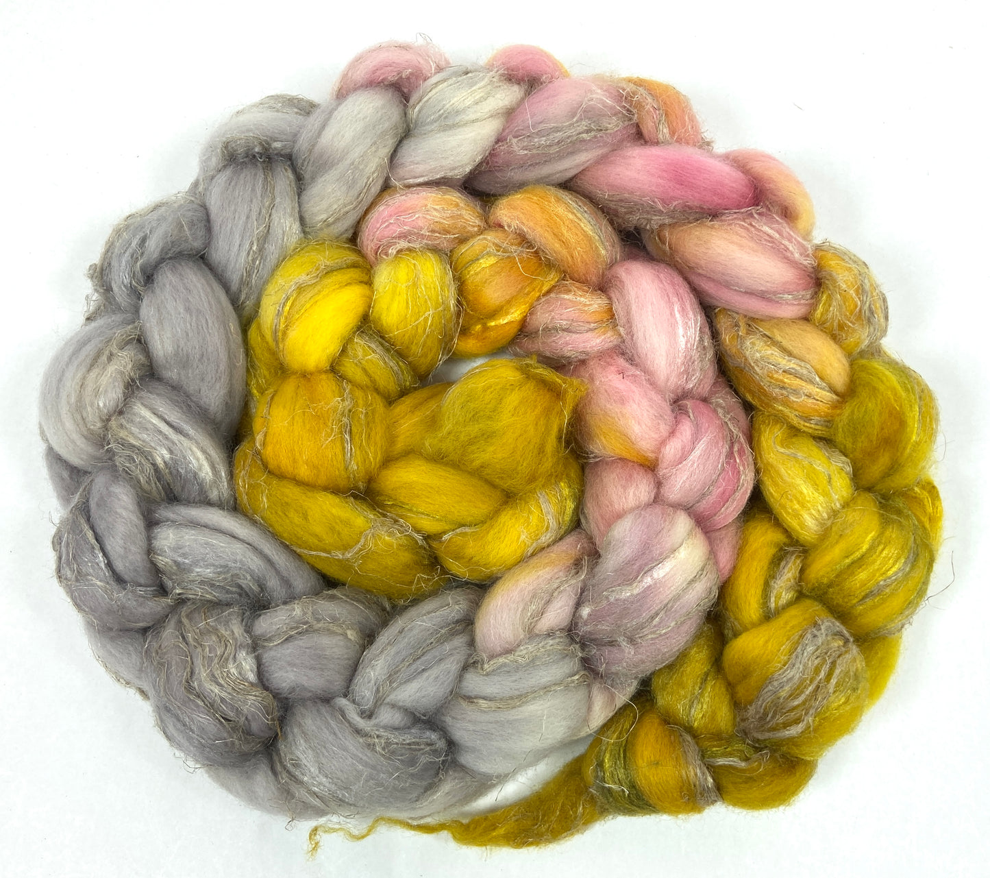 Braaains! Oopsie - 4 oz Merino, silk, flax combed top, roving, spinning fiber, handspinning, felting, needle felting, weaving supplies