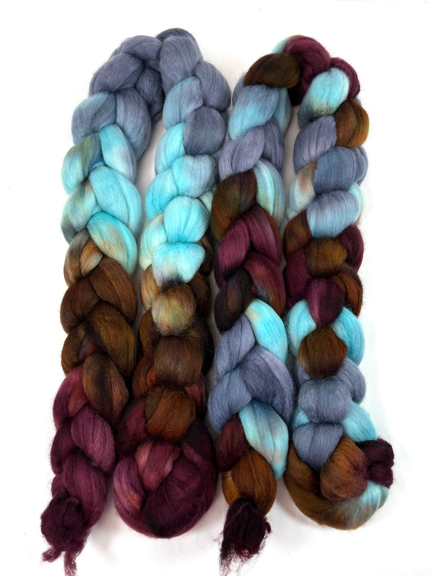 Winter Treeline SC - 4 oz hand painted wool combed top, roving, spinning fiber, handspinning, felting