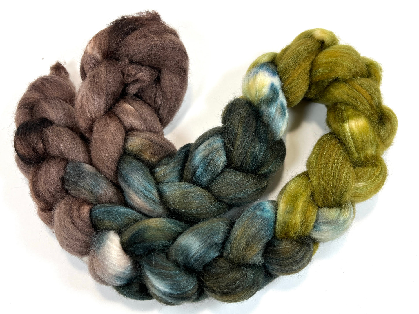Peat Bog Half Strength MG - 4 oz 85/15 Polwarth and silk combed top, roving, spinning fiber, handspinning, felting, needle felting, weaving supplies