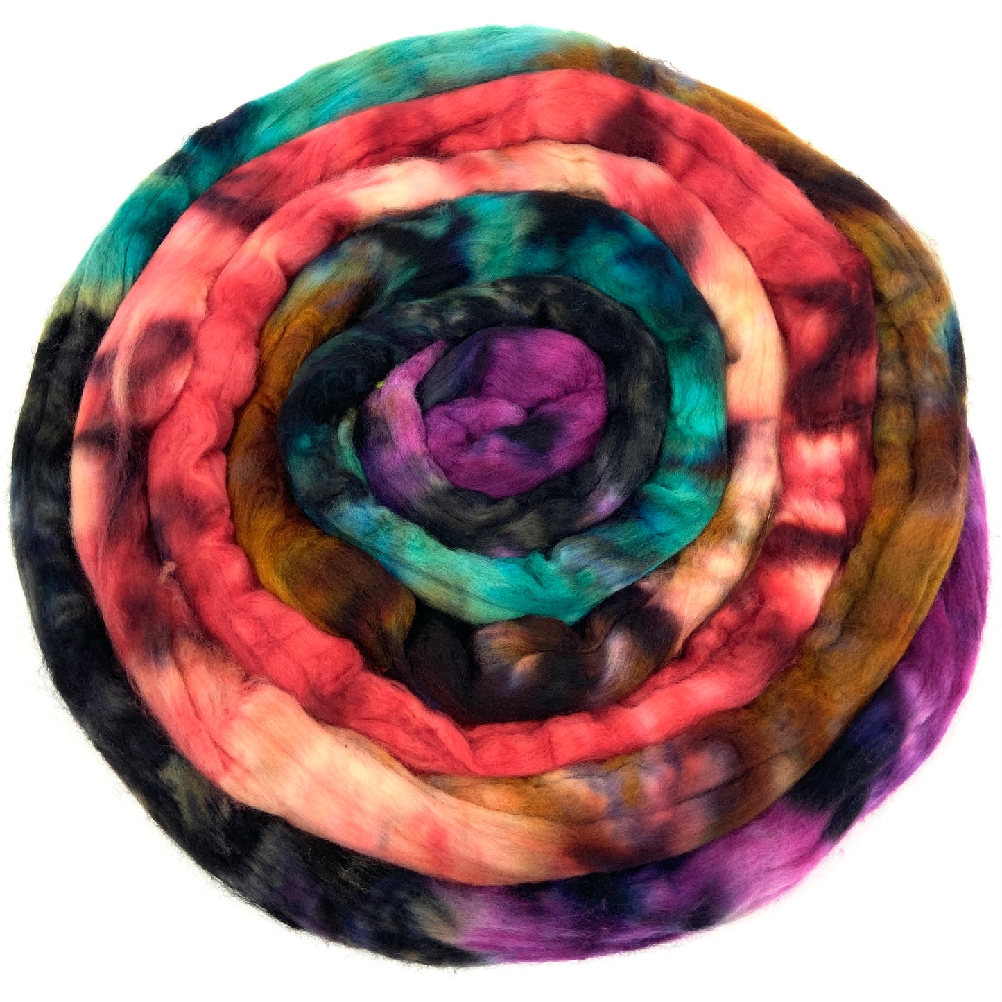 Superstar MG - 4 oz hand painted wool combed top, roving, spinning fiber, handspinning, felting