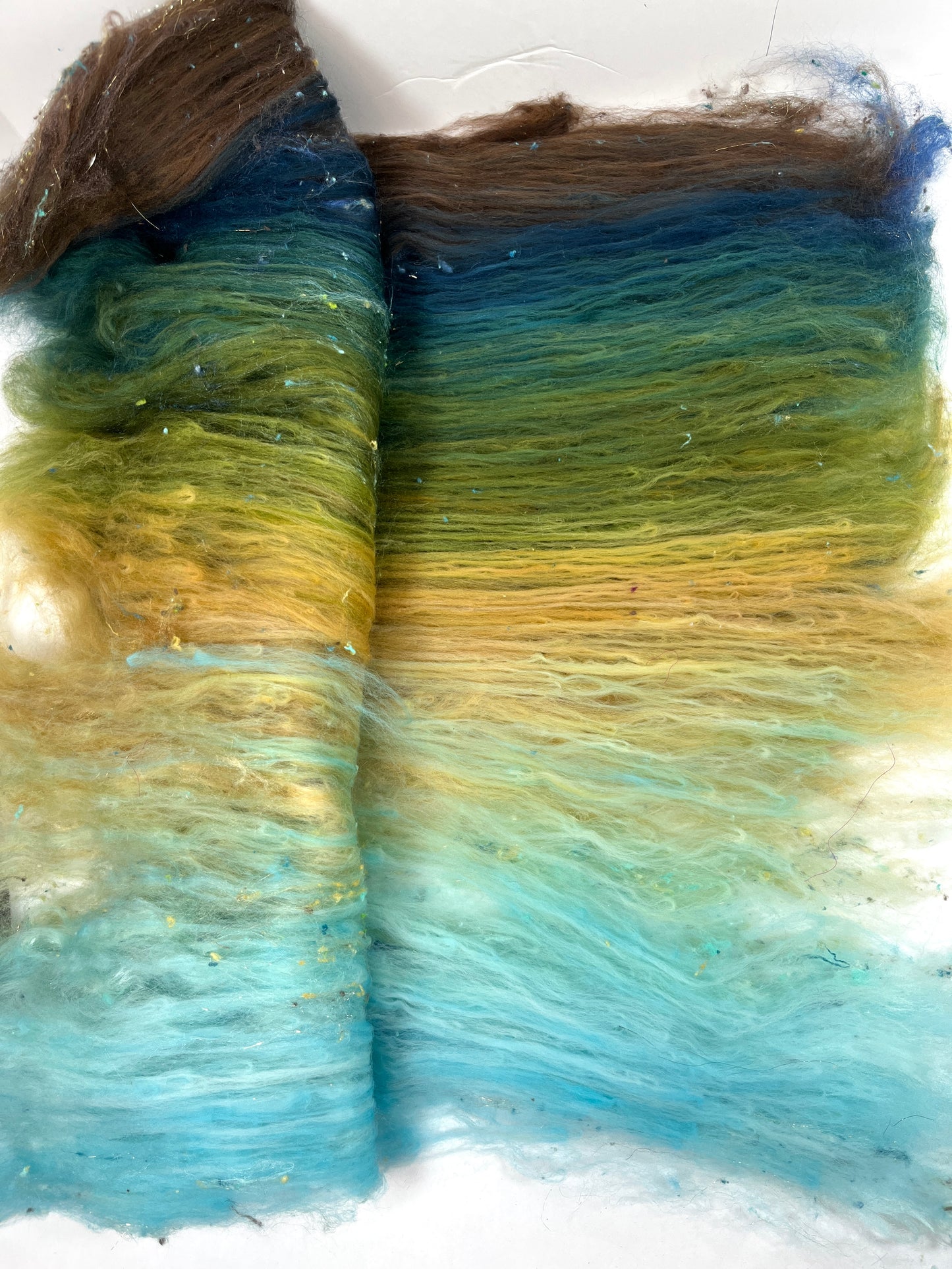 Sherwood Forest Batt 1228-05, 2.6 oz, 18.5 micron Merino wool, silk, spinning fiber, felting wool, weaving fiber