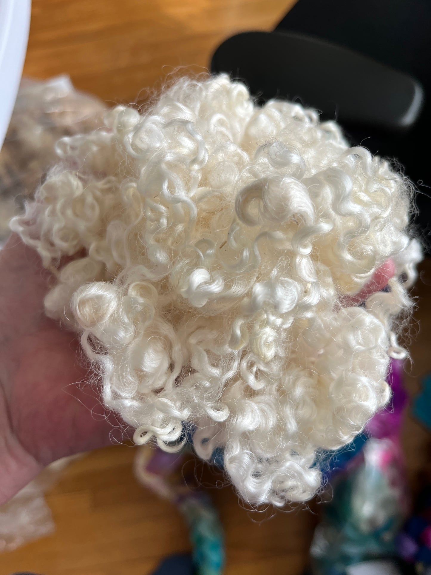 Undyed White Wensleydale locks, 1 oz, clean, separated, spinning, felting, fiber art, doll hair, nuno, lockspun yarn, 0208-04