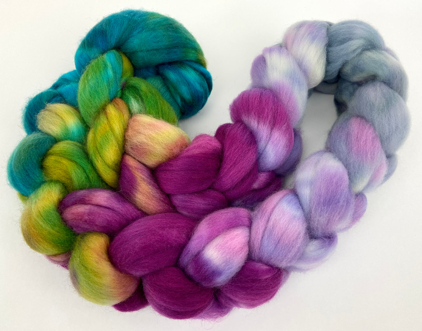 Melody MG - 4 oz hand painted wool combed top, roving, spinning fiber, handspinning, felting