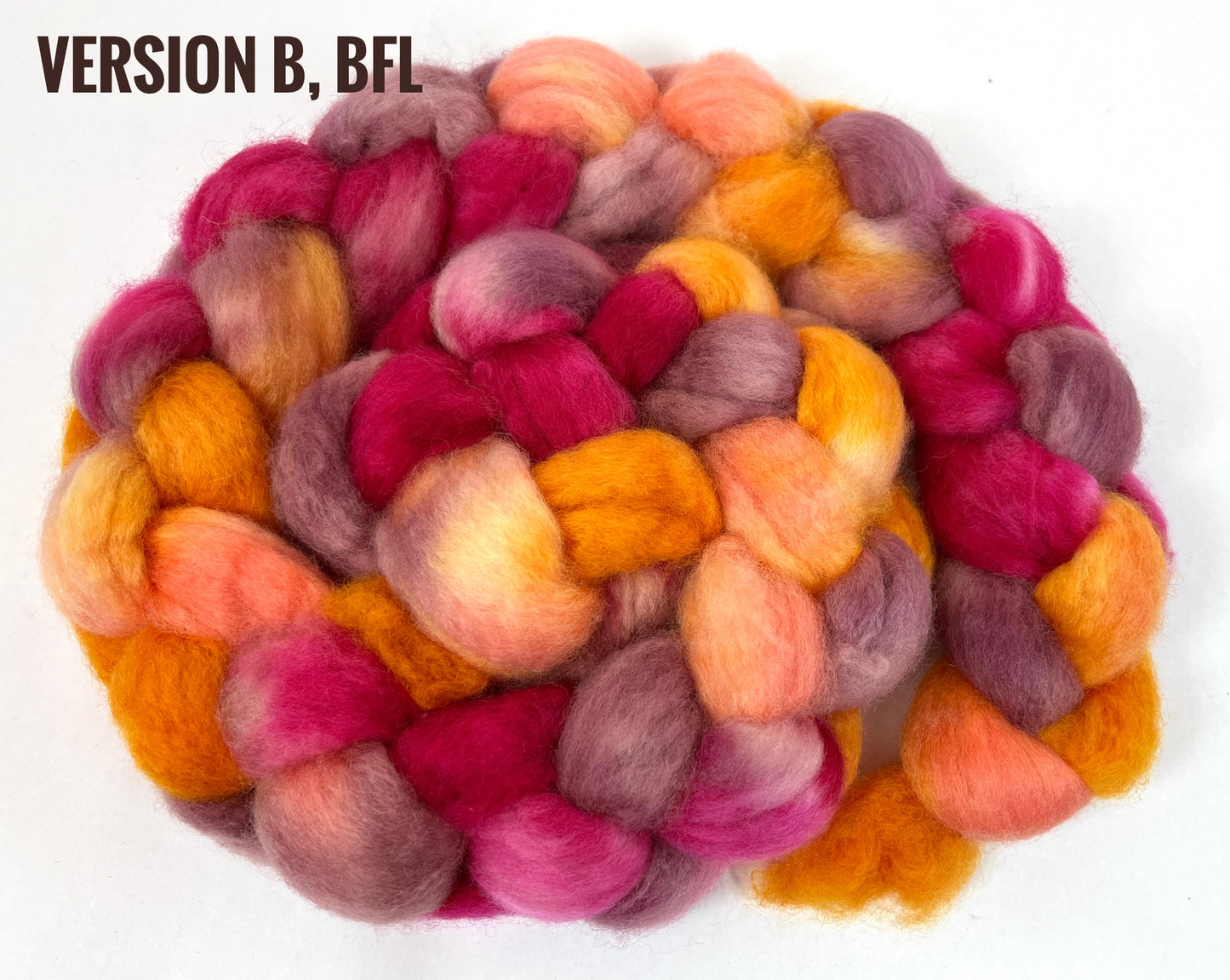 Test Braids, Two Versions - 4 oz BFL or Targhee wool combed top, roving, spinning fiber, handspinning, felting, needle felting, weaving supplies, 0508-03