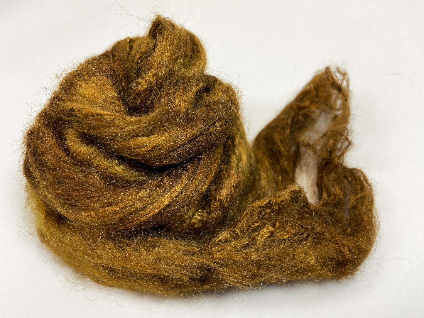 Tussah Silk - Khaki Brown - hand dyed, nuno felting, spinning fiber, art yarn, handspinning, felting fiber, corespinning, roving, 1101-12