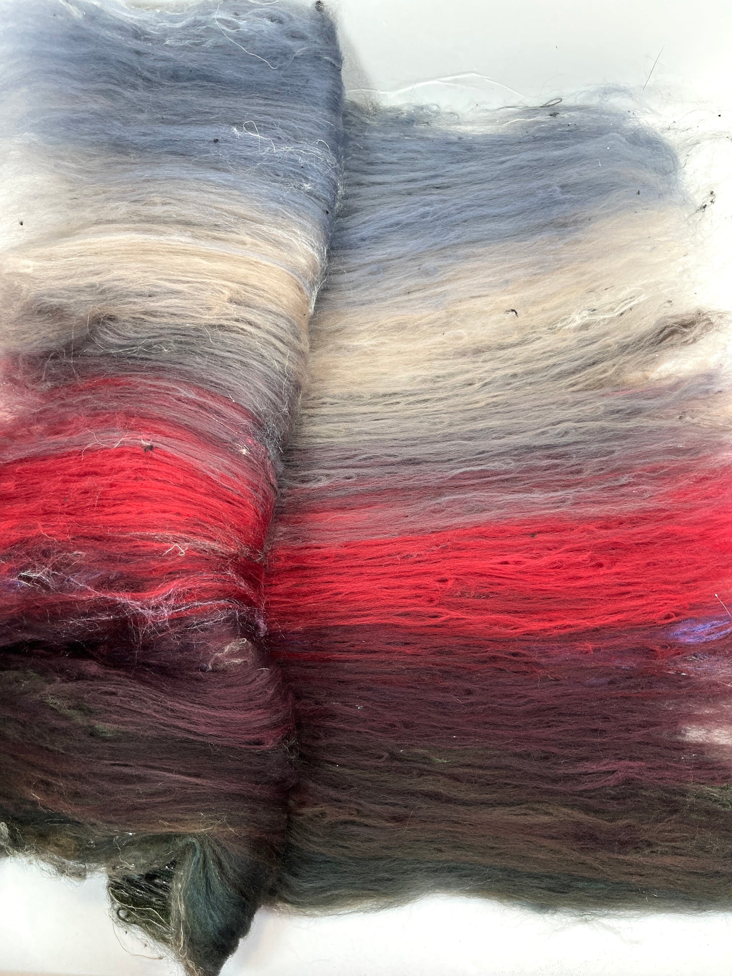 Ghoulish Gradient Batt 0829-04 - 2.8 oz Polwarth wool, silk, noils, spinning fiber, handspinning, nuno, felting wool, weaving, spindle