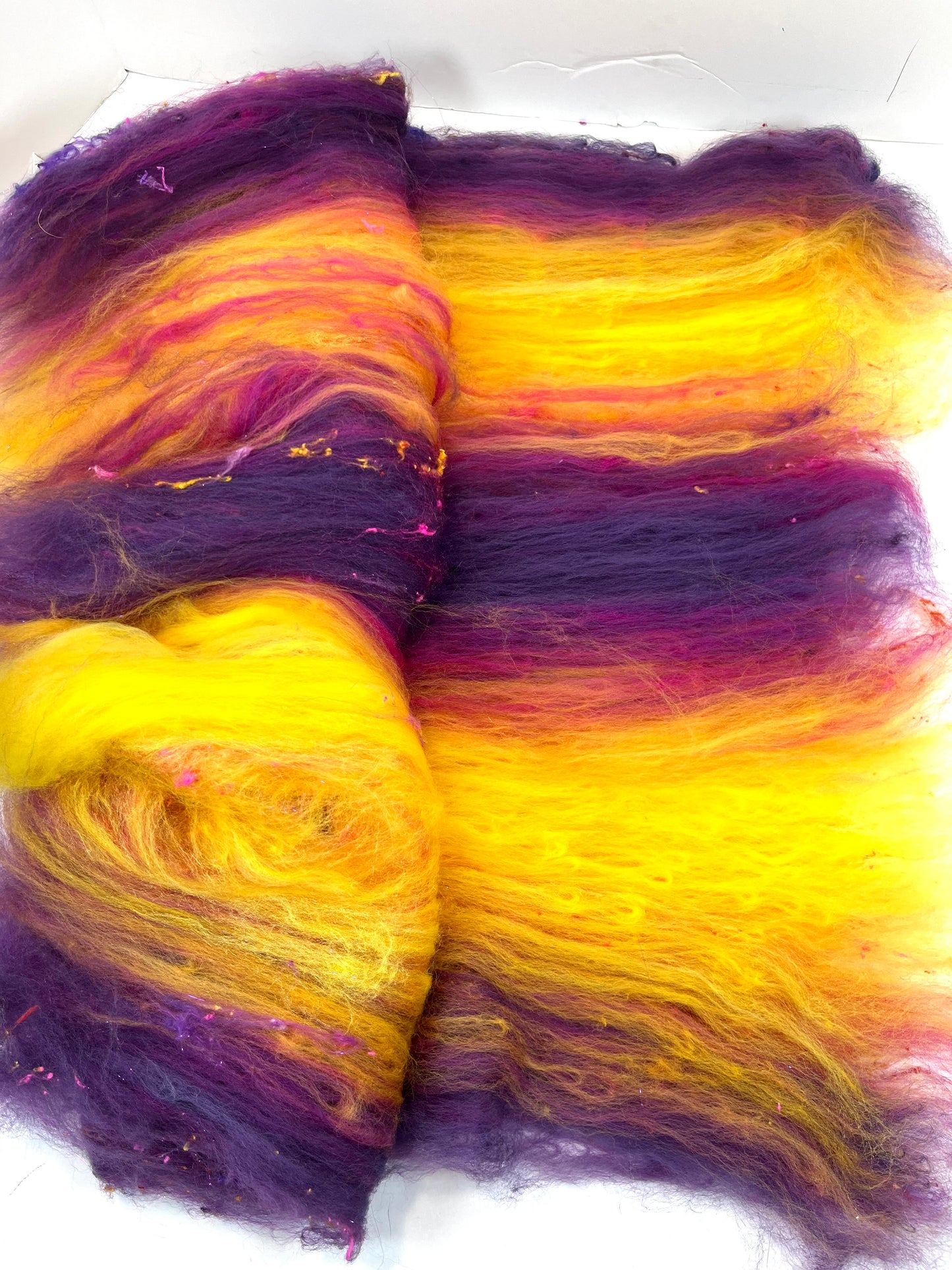 Sassy SC Batt 0504-04 - 2.6 oz Polwarth wool, silk, noils, spinning fiber, drumcarded, handspinning, nuno, felting wool