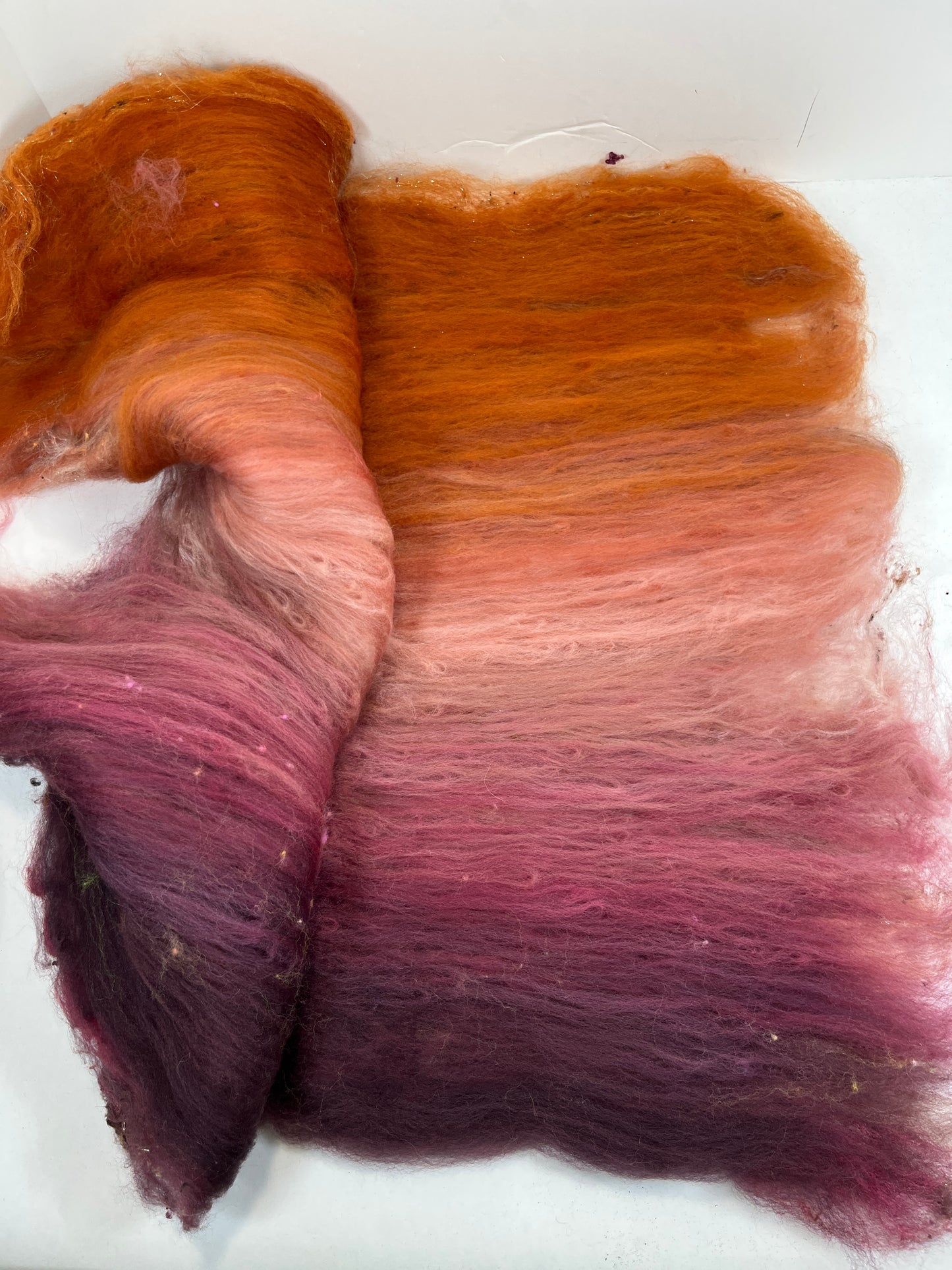 Rowena Gradient Batt 0815-01 - 2.4 oz Polwarth wool, silk, noils, spinning fiber, handspinning, nuno, felting wool, weaving, spindle