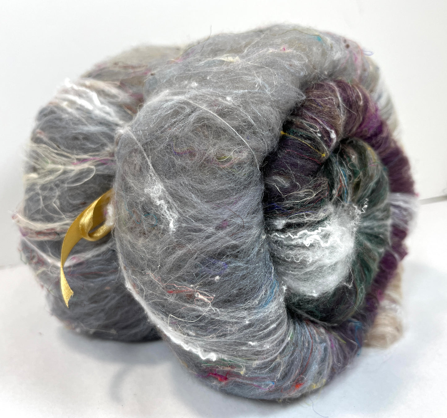 Morning Fog Batt 0104-01 - 2.6  Polwarth wool, silk, noils, spinning fiber, drumcarded, handspinning, nuno, felting wool