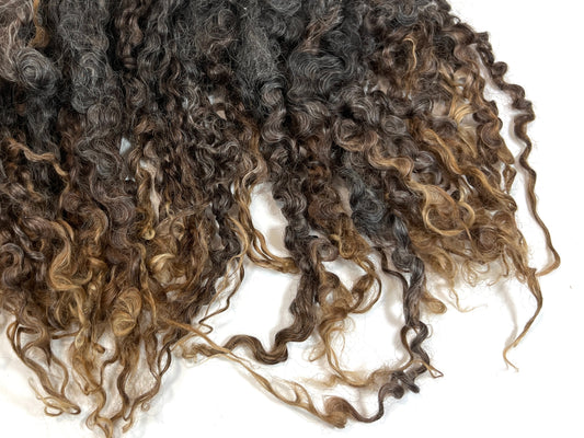 Undyed Long Gray Wensleydale locks, 1.5 ounces, clean, separated, spinning, felting, fiber art, doll hair, nuno, lockspun yarn, 0311-04