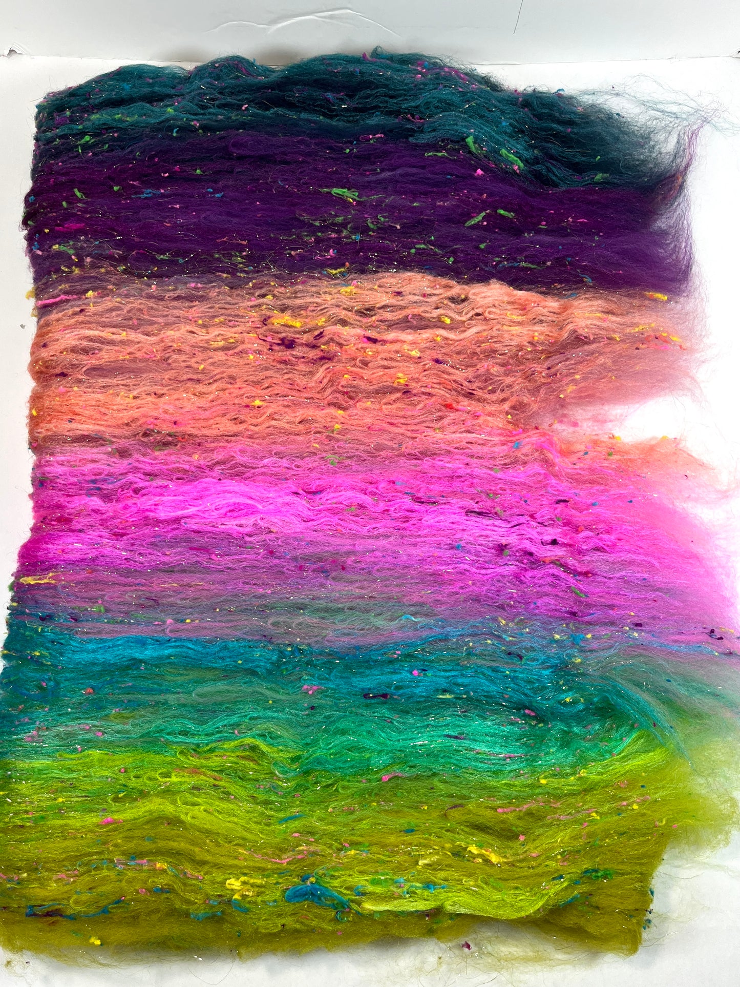 Drama Queen Batt 0407-02 - 2.8 oz Polwarth wool, silk, noils, spinning fiber, drumcarded, handspinning, nuno, felting wool