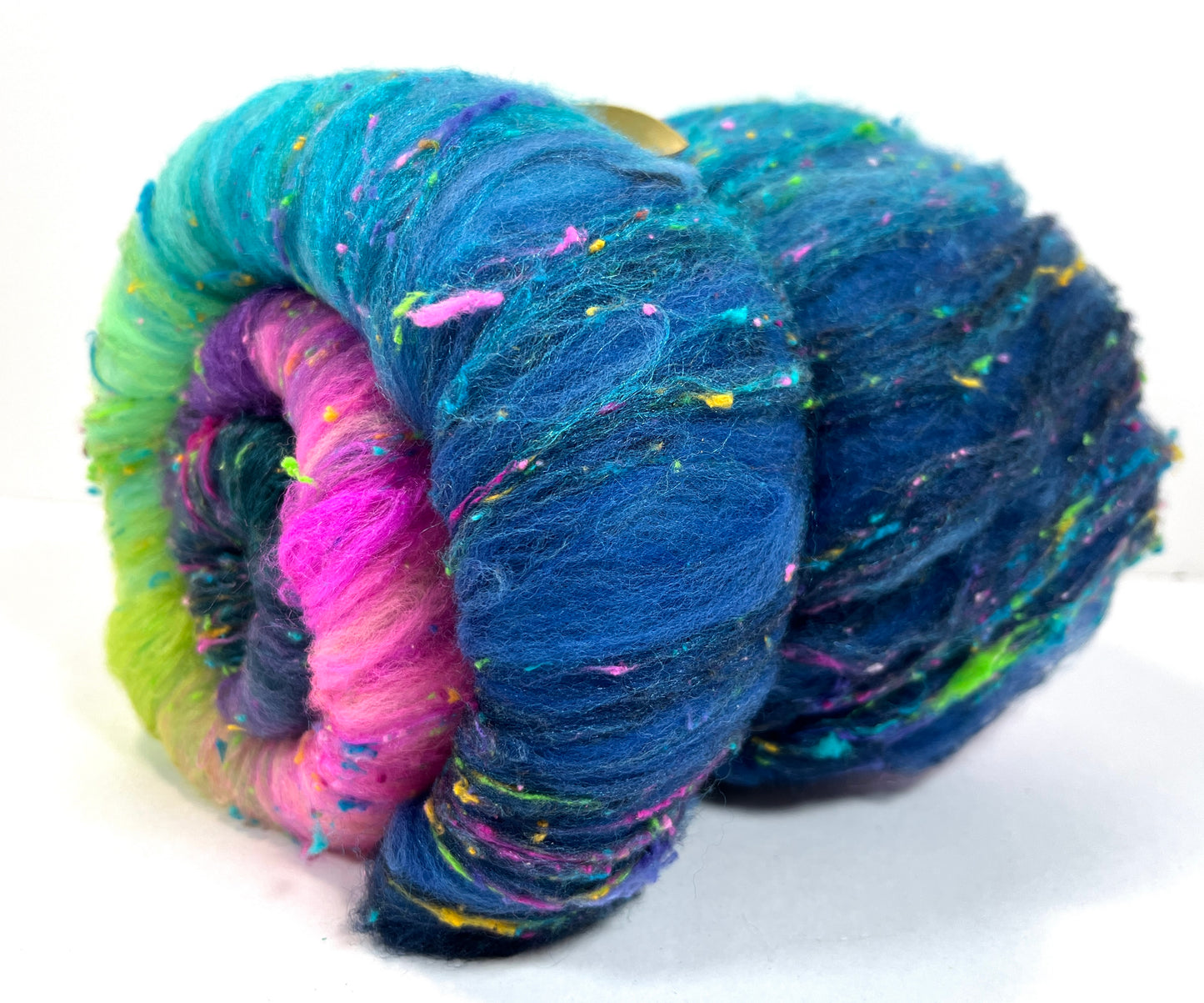 Nemesis Batt 0404-01 - 2.8 oz Cormo wool, silk, noils, spinning fiber, drumcarded, handspinning, nuno, felting wool