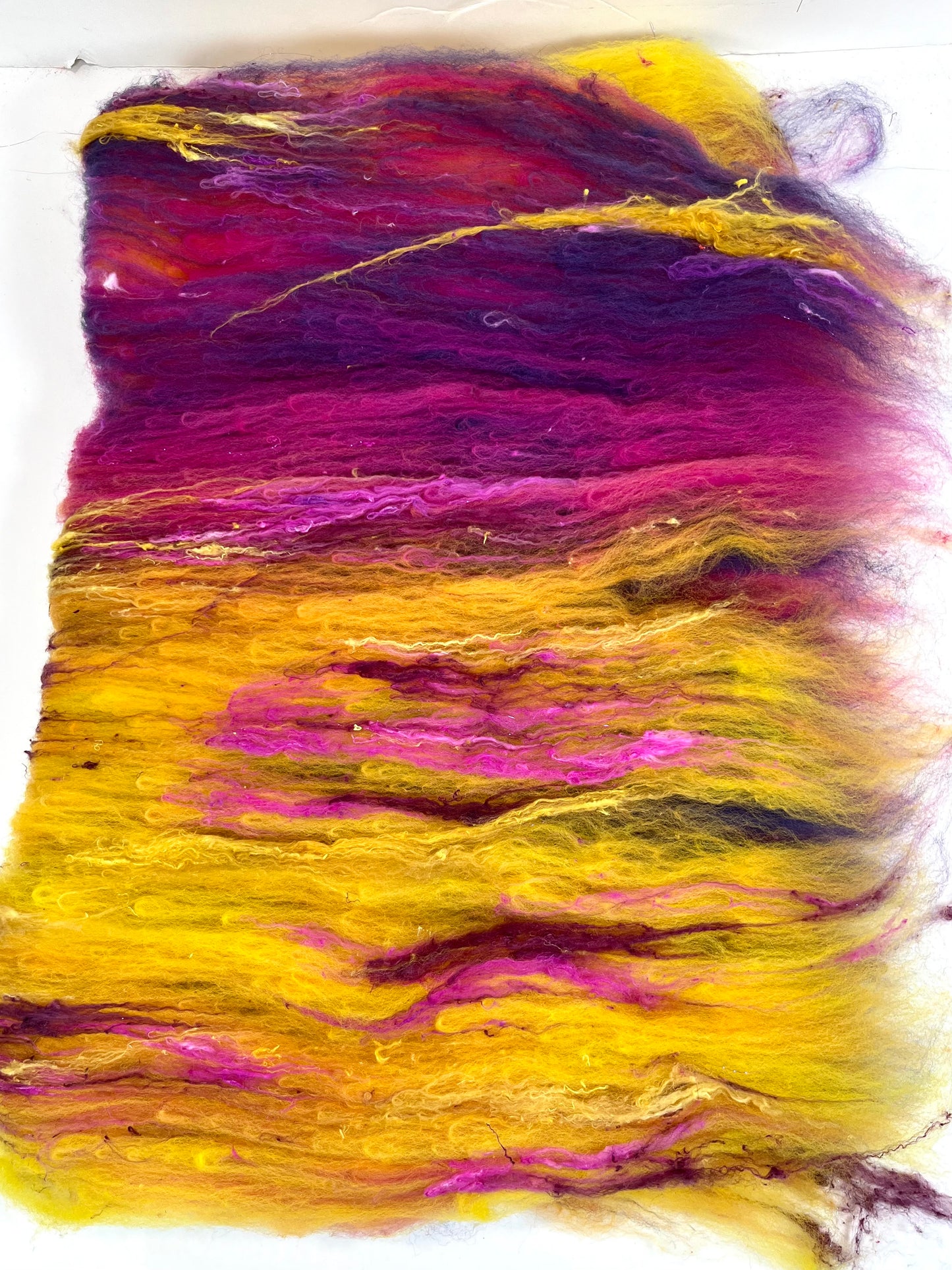 Sassy Blended Batt 0520-02 - 2.1 oz Cormo wool, silk, noils, spinning fiber, drumcarded, handspinning, nuno, felting wool