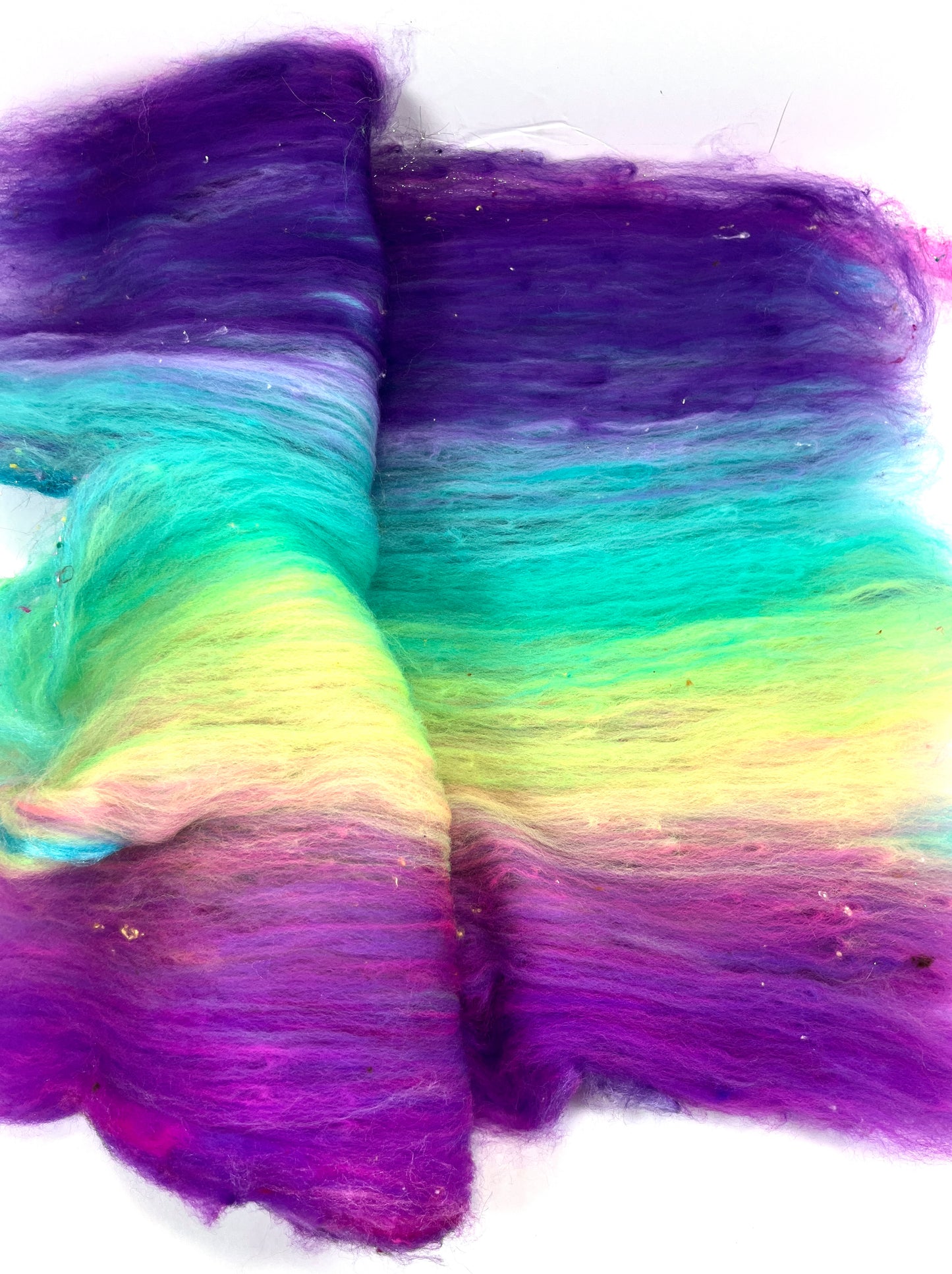 Disco Fever Gradient Batt 0711-04 - 2.4 oz Polwarth wool, silk, noils, spinning fiber, handspinning, nuno, felting wool, weaving, spindle