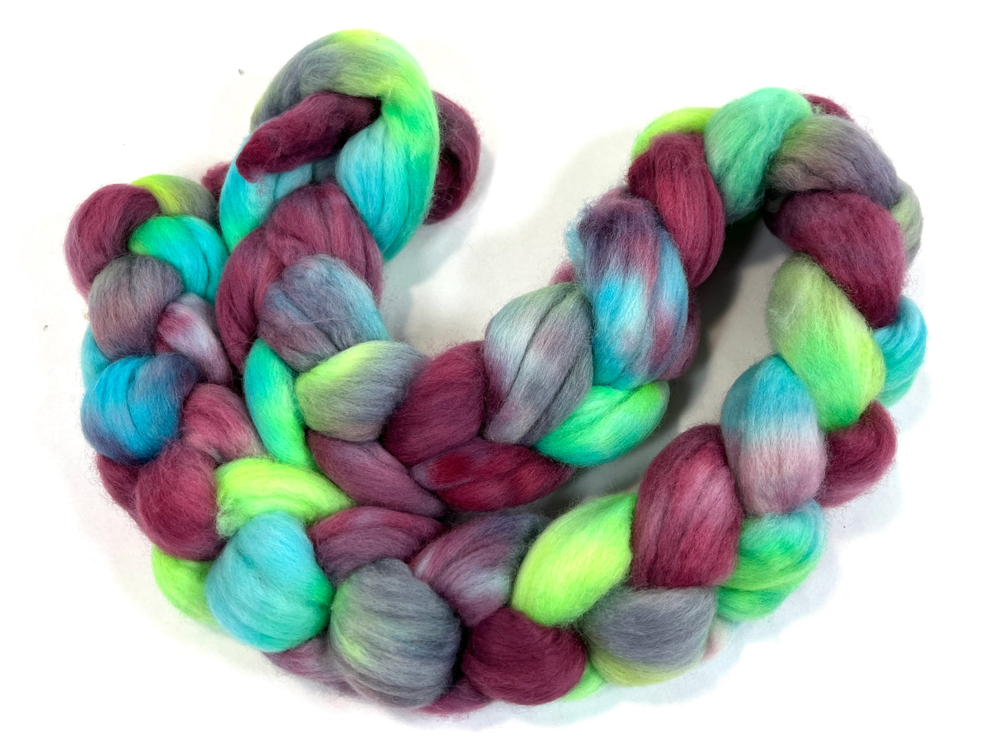Test Braid 1210-04, 4 oz Falkland Merino wool combed top, roving, spinning fiber, handspinning, felting, needle felting, weaving supplies
