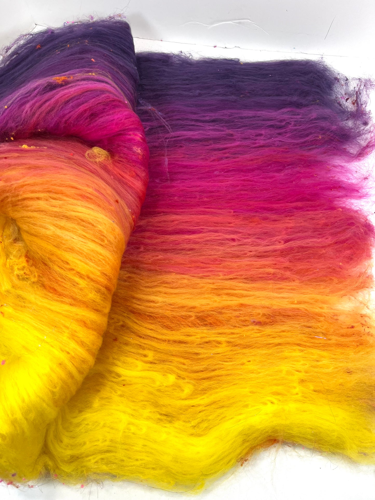 Sassy Gradient Batt 0504-07 - 2.8 oz Polwarth wool, silk, noils, spinning fiber, drumcarded, handspinning, nuno, felting wool