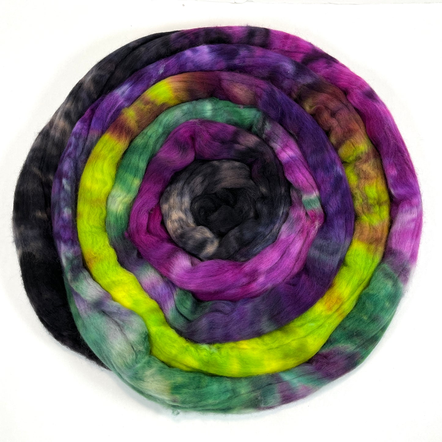 Frankenstein's Monster MG - 4 oz hand painted wool combed top, roving, spinning fiber, handspinning, felting