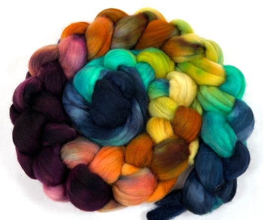 Reverie MG - 4 oz hand painted wool combed top, roving, spinning fiber, handspinning, felting