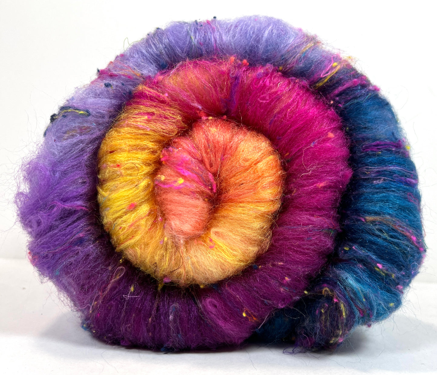 Big Sky Sunset Batt 1215-07 - 2.7 oz Cormo wool, silk, noils, spinning fiber, drumcarded, handspinning, nuno, felting wool