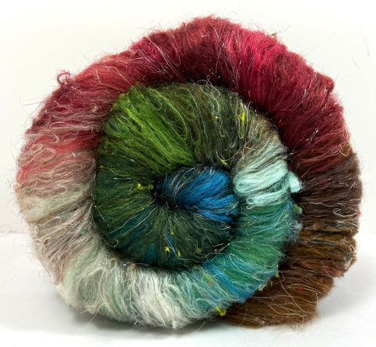 Town and Country Batt 1013-05 - 2.6 oz Targhee wool, silk, noils, spinning fiber, drumcarded, handspinning, nuno, felting wool, weaving