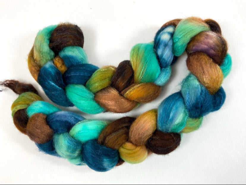 Royston SC 4 oz 75/25 BFL/silk combed top, roving, spinning fiber, handspinning, felting, needle felting, weaving supplies, wool